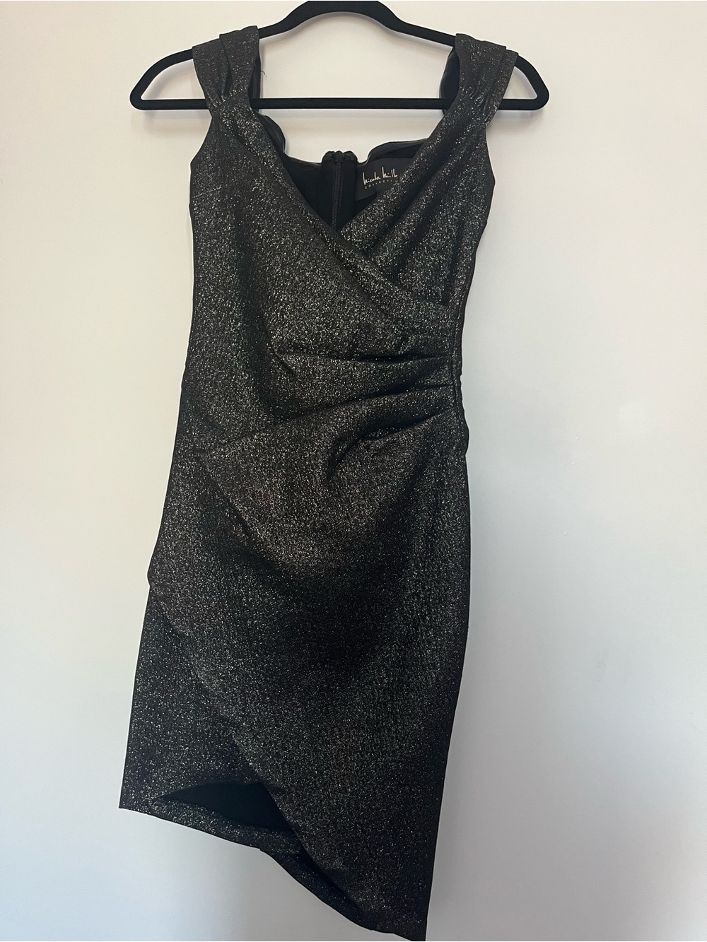 Nicole Miller Black Shimmery Asymmetrical Cocktail Dress